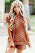 Brown Polka Dot Print Short Set