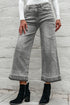 Gray Raw Hem Straight Leg Loose High Waist Jeans