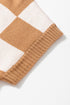 Light French Beige Colorblock Plaid Pattern Ribbed Trim Sweater Tank Top