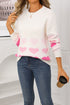 Apricot Drop Shoulder Romantic Heart Pattern Sweater
