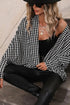 Black Houndstooth Print Open Front Long Dolman Kimonos