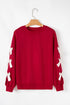 Fiery Red Contrast Bow Decor Dropped Sleeve Crewneck Sweatshirt