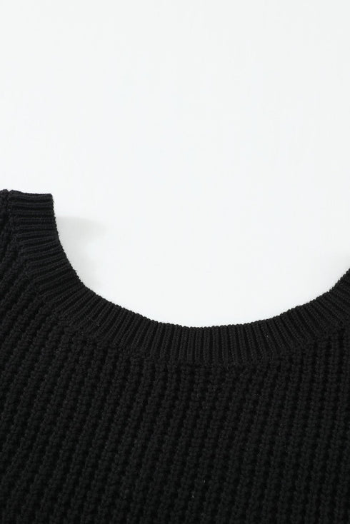 Black Cross Back Hollow-out Sweater