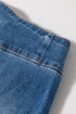 Sail Blue High Waist Button Fly Seamed Raw Hem Flare Jeans
