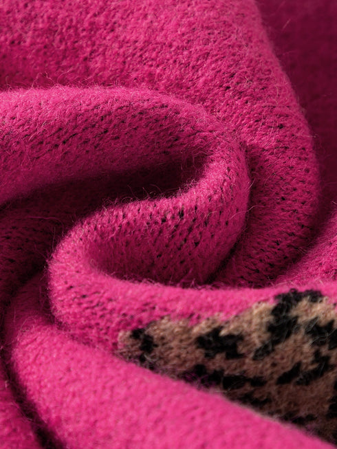 rose-red-fierce-animal-pattern-casual-knitted-sweater