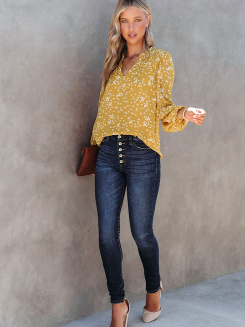 yellow-split-neck-fall-printed-crinkled-blouse