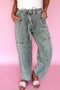 Gray Back Track Barrel Pant _ Pleated Boutique _ Trendy Women's Fashion