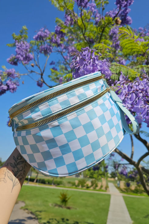 checkered print crossbody bag