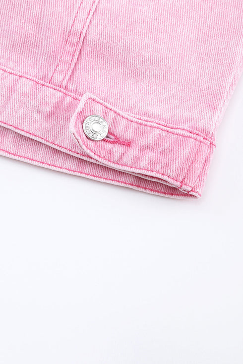 pink-acid-wash-button-flap-pocket-denim-jacket