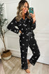 Black Bows Print Two Piece Sleepwear