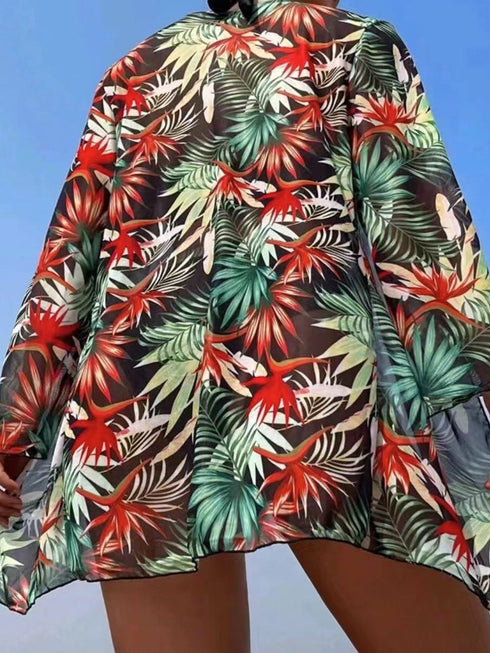 navy-blue-3pcs-tropical-contrast-trim-halter-bikini-set-with-cove-up