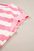 Pink Stripe Cap Sleeve Shift T Shirt Dress