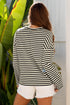 Black Stripe Starry Patch Drop Shoulder Raw Edge Casual Knit Top
