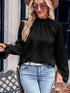 black-frilled-mock-neck-ripple-bubble-sleeve-blouse