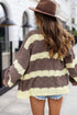 Yellow Stripe Colorblock Open Chunky Fit Cardigan