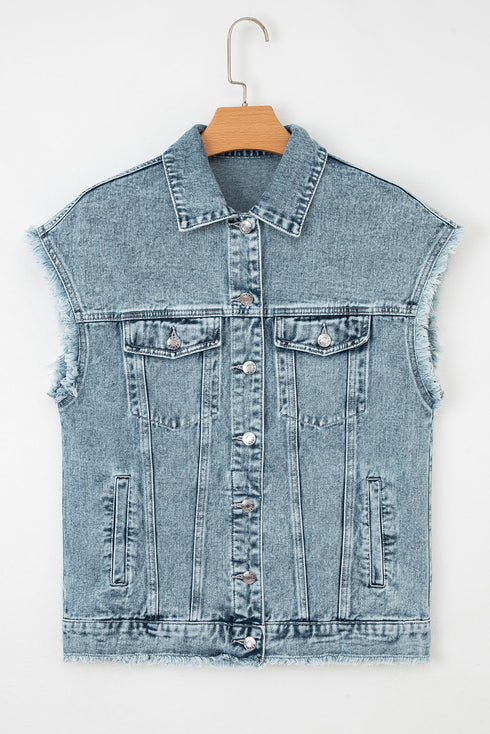 frayed denim vest