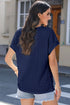 Sail Blue Solid Color Textured Batwing Sleeve Tee