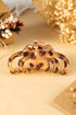 Thai Curry Amber Leopard Resin Flower Hair Claw Clip