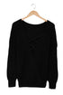 Black Cross Back Hollow-out Sweater