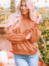 Orange Drop Shoulder Crew Neck Pullover Sweatshirt