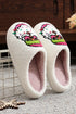 White Starry Santa Claus Pattern Christmas Plush Slippers
