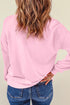 Pink XOXO Valentines Day Heart Ribbon Bow Printed Pullover Sweatshirt