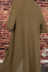 Camel Double Patch Pocket Striped Texture Knit Open Front Duster Cardigan