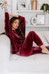 fiery-red-solid-velvet-two-piece-lounge-set