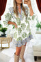 Green Floral Print Contrast Patchwork Ruffle Detail Mini Dress