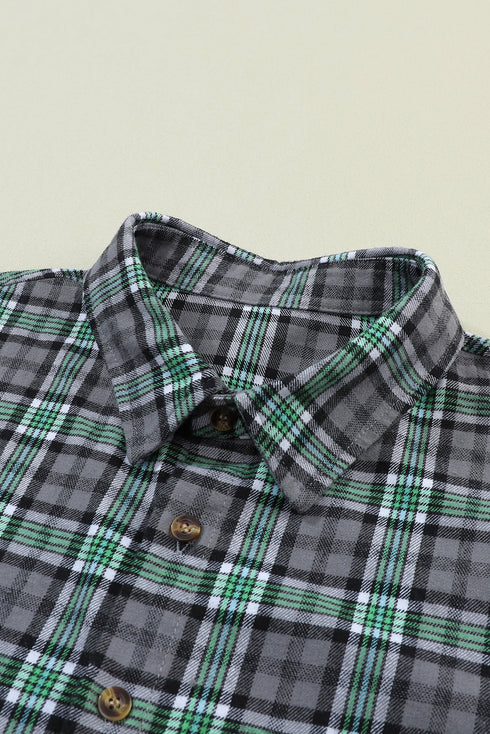blackish-green-contrast-plaid-patchwork-chest-pocket-button-up-shacket