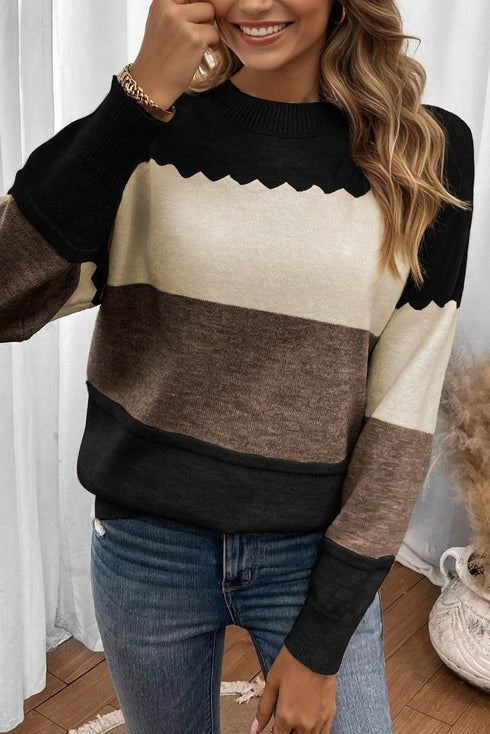 color block knit sweater