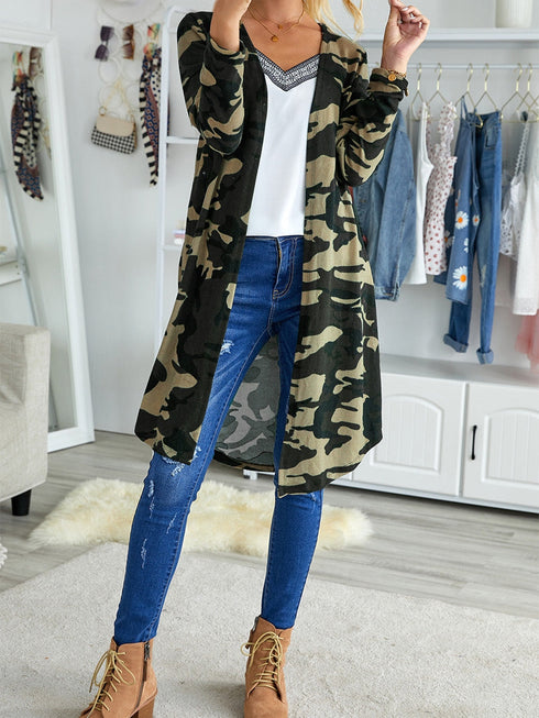 green-camo-print-long-cardigan