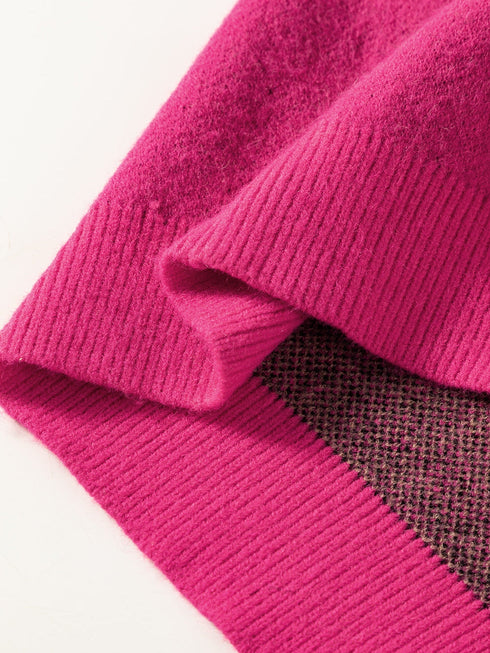 rose-red-fierce-animal-pattern-casual-knitted-sweater