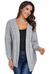 Gray Chunky Wide Long Sleeve Knit Cardigan