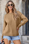 Light French Beige Front Center Seam Drop Shoulder Pullover Solid Sweater