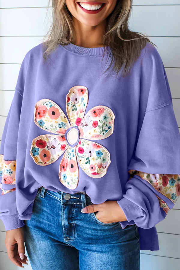 floral patched sweatshirt