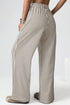 Brown Stripe Elastic High Waist Pocketed Loose Pants