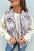 Gray Camo Leaf Print Winter Puffer Vest