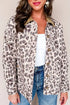 Brown Leopard Print Button Front Contrast Collar Patchwork Jacket