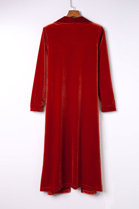fiery-red-velvet-open-front-pocketed-long-duster