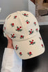 White Rose Flower Embroidered Baseball Cap