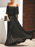 womens-dresses-boat-neck-one-shoulder-pleated-chiffon-dress