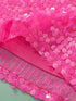 Sparkling Bright Pink Sequin Round Neck Top with Half Sleeves