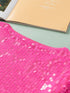 Sparkling Bright Pink Sequin Round Neck Top with Half Sleeves