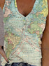 button-map-print-v-neck-tank-top