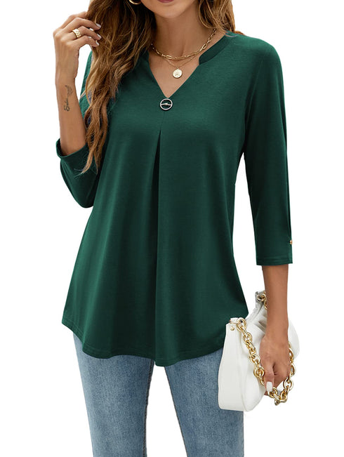 womens-blouses-v-neck-mid-sleeve-casual-loose-blouse
