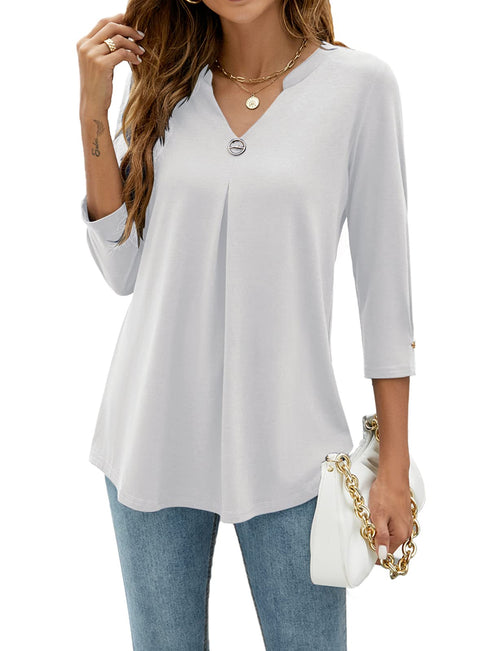 womens-blouses-v-neck-mid-sleeve-casual-loose-blouse