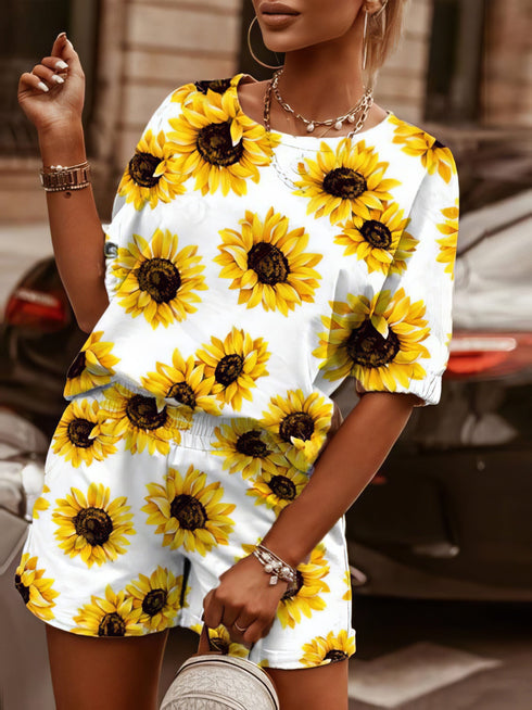 two-piece-printed-round-neck-short-sleeve-t-shirt-shorts