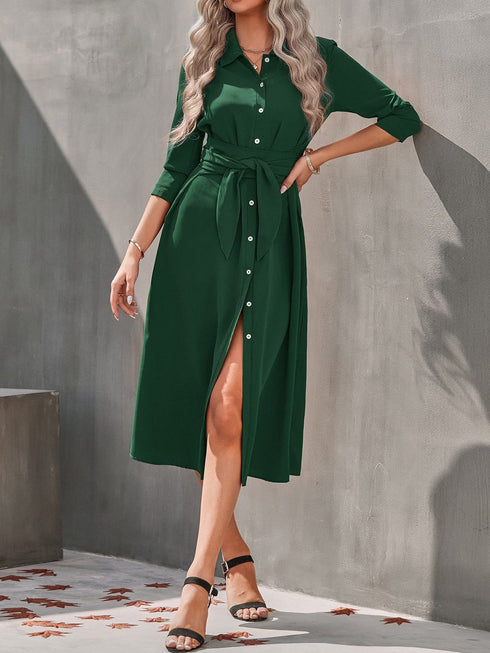 womens-dresses-single-breasted-long-sleeve-shirt-dress