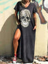 v-neck-short-sleeved-skull-print-slit-t-shirt-dress